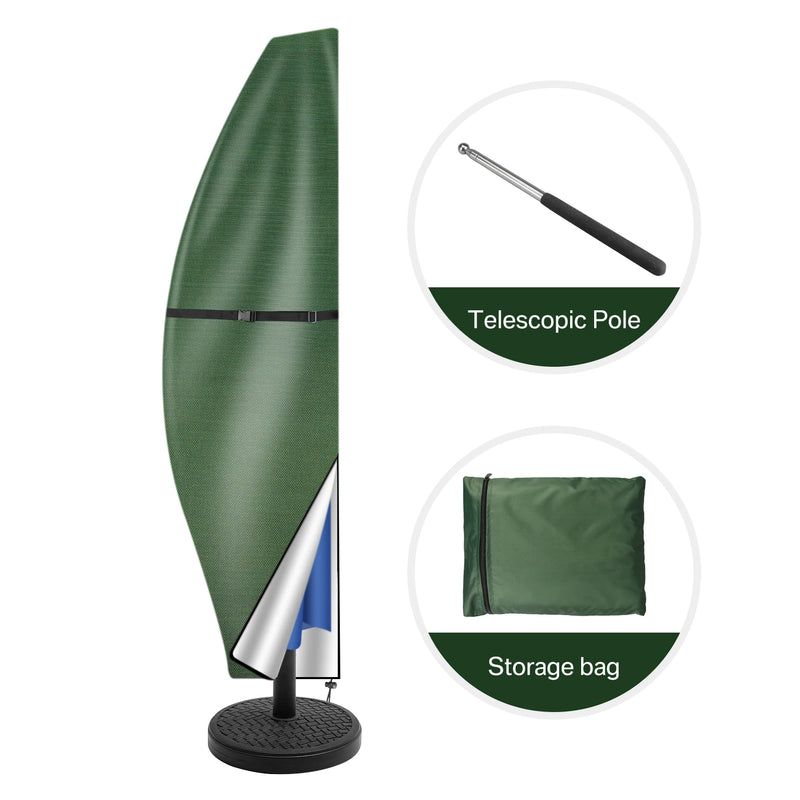 Housse parasol déporté imperméable Oxford 210D avec tige, 4 coloris, 205 à 280 cm