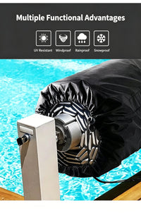 Housse enrouleur bâche solaire piscine noire en polyester enduit d'argent, de 495 à 730 cm