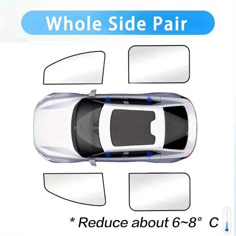 Pare-soleil voiture magnétique occultant pour vitres latérales, pare-brise et lunette arrière, 2 à 6 pièces