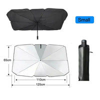 Pare-soleil parapluie 10 baleines pour pare-brise, argent titane, 125 x 65 ou 145 x 79 cm