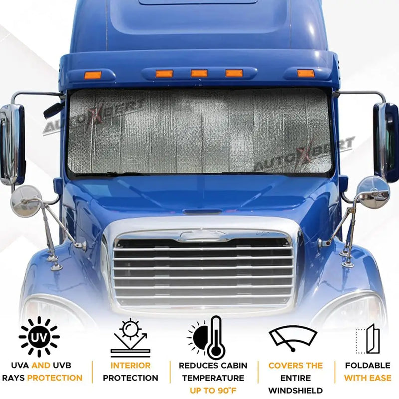 Pare-soleil de pare-brise pour camion 220 x 80 cm, aluminium anti-UV, ventouses et sac
