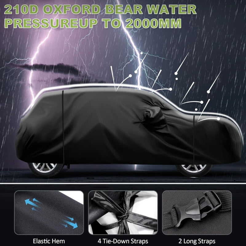Housse voiture pour Mini Cooper 2 portes 2002-2024, noire, Oxford 210D, imperméable, anti-UV