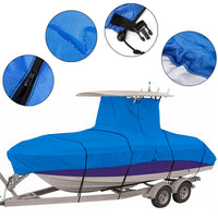 Housse de bateau à console centrale avec T-Top, polyester 210D bleu, 4 tailles de 570 à 732 cm