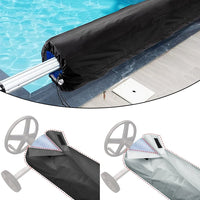 Housse enrouleur bâche piscine en polyester 190T enduit d'argent, gris ou noir, 490 x 96 cm
