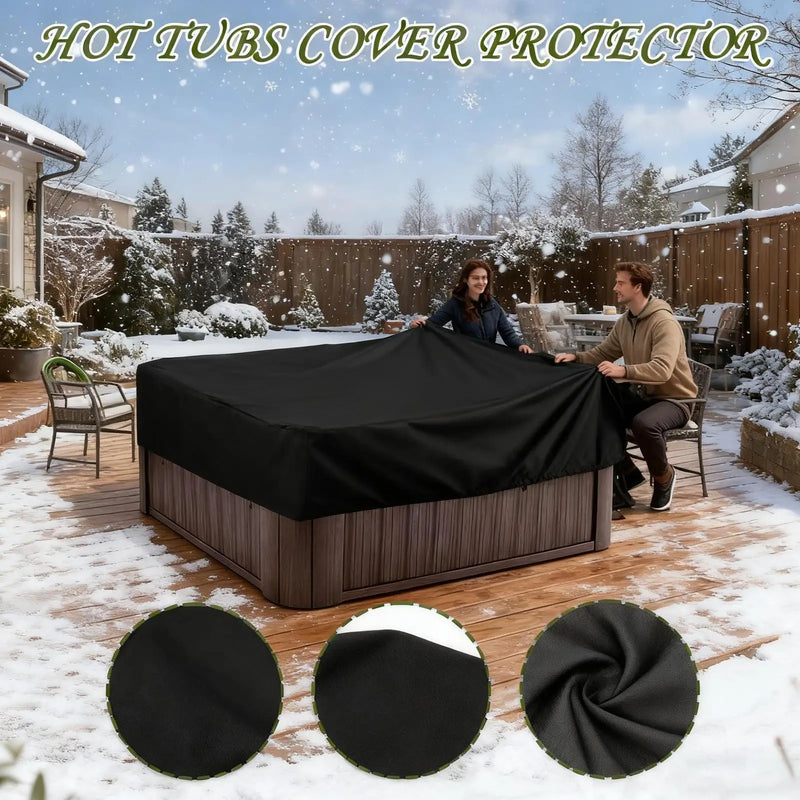 Housse de spa carré imperméable anti-UV noire, Oxford 420D, 220 x 220 x 30 cm