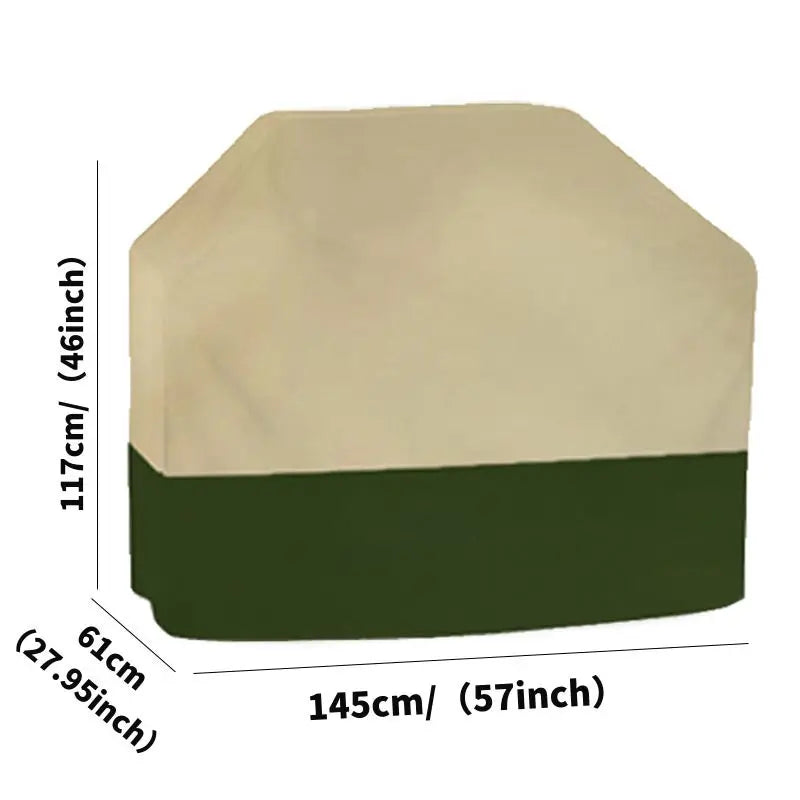 Housse barbecue rectangulaire beige et vert, Oxford 210D imperméable, 5 tailles