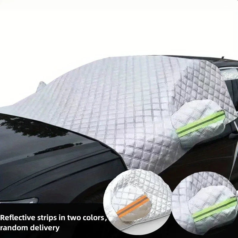 Protection pare-brise voiture hiver anti-givre et anti-neige avec caches de rétroviseurs, sans aimants