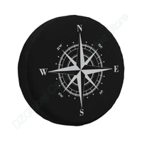 Housse de roue de secours boussole en polyester, 3 motifs, de 14 à 17 pouces
