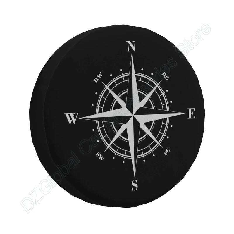 Housse de roue de secours boussole en polyester, 3 motifs, de 14 à 17 pouces