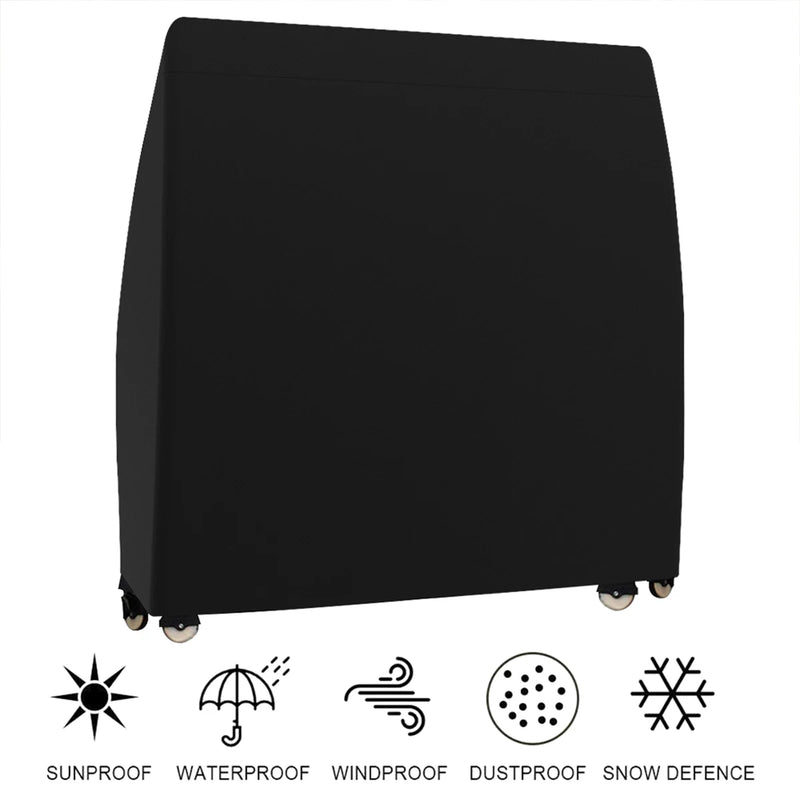 Housse de tennis de table pliée, noire, anti-UV et coupe-vent, 165 x 70 x 185 cm