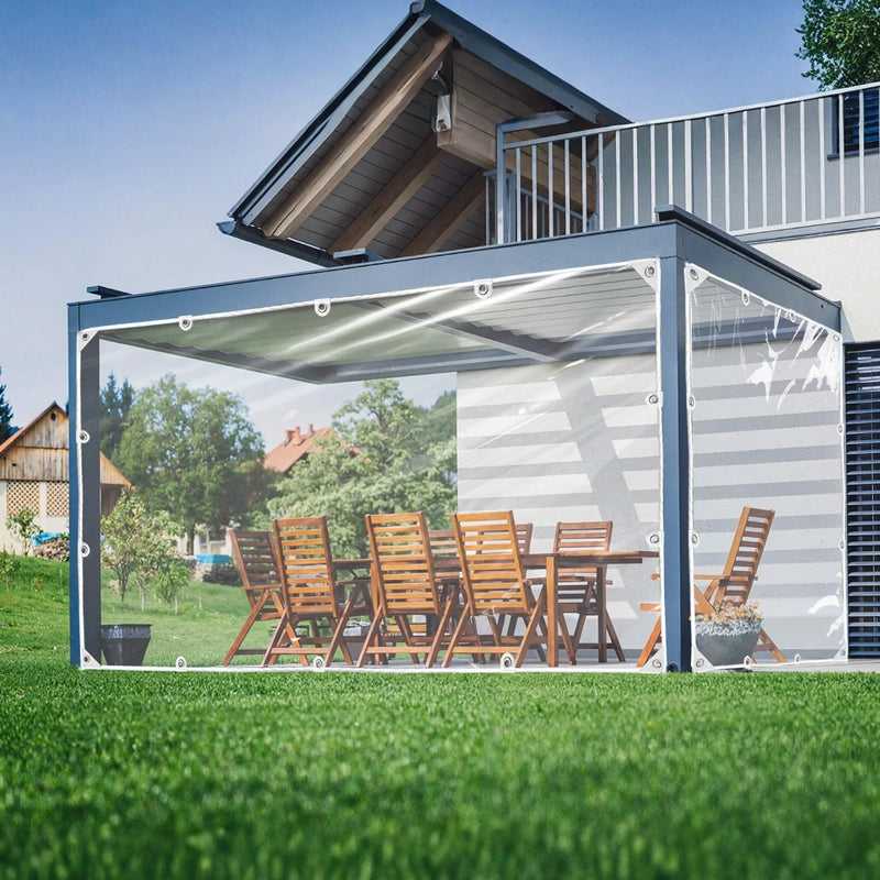 Bâche transparente PVC 420 g/m² à œillets inox et corde cousue, 8 tailles