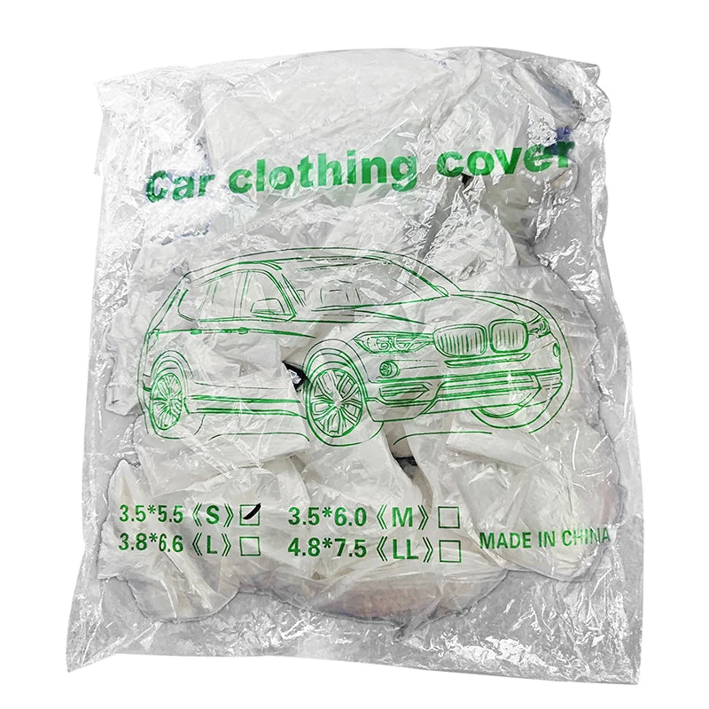Housse de voiture jetable transparente en PE, ourlet élastique, anti-pluie et anti-poussière, S à XL