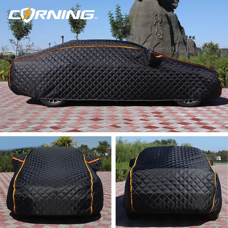 Bâche anti-grêle voiture complète matelassée Oxford et coton, noire, argent ou camouflage, berline et SUV