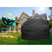Housse de barbecue étanche en Oxford polyester 210D enduit argent, 7 tailles, noir