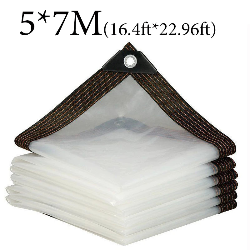 Bâche transparente imperméable avec œillets en polyéthylène de 2 x 4 à 5 x 10 m