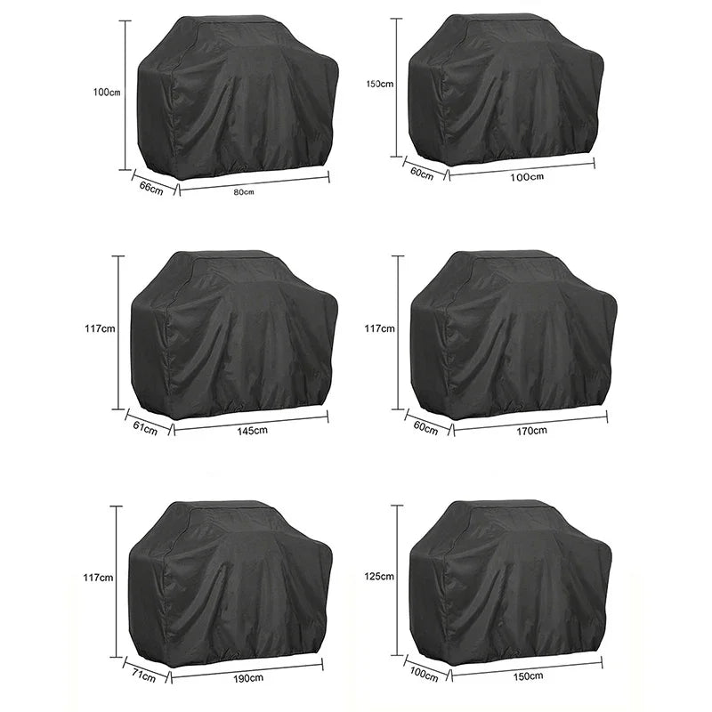 Housse barbecue gril à gaz imperméable, double couture, Oxford polyester enduit d'argent, 8 tailles