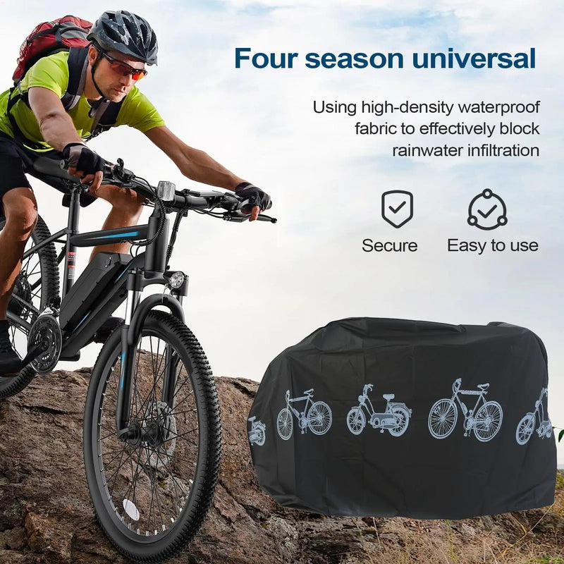 Housse de vélo imperméable anti-UV et anti-poussière, gris ou noir, 200 x 100 cm