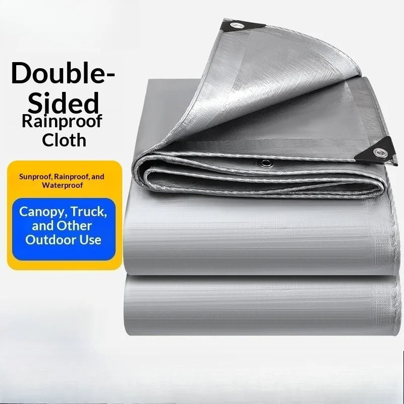 Bâche de camion argentée double face imperméable à œillets renforcés, 3 tailles