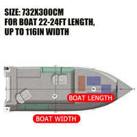 Housse de bateau à console centrale avec T-Top, polyester 210D bleu, 4 tailles de 570 à 732 cm