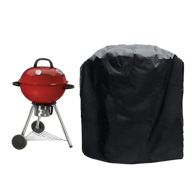 Housse brasero ronde imperméable noire en polyester, 13 tailles de 38 à 148 cm