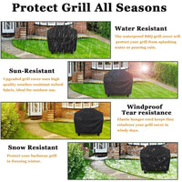 Housse barbecue polyester noire imperméable et coupe-vent, 5 tailles, rond ou à gaz