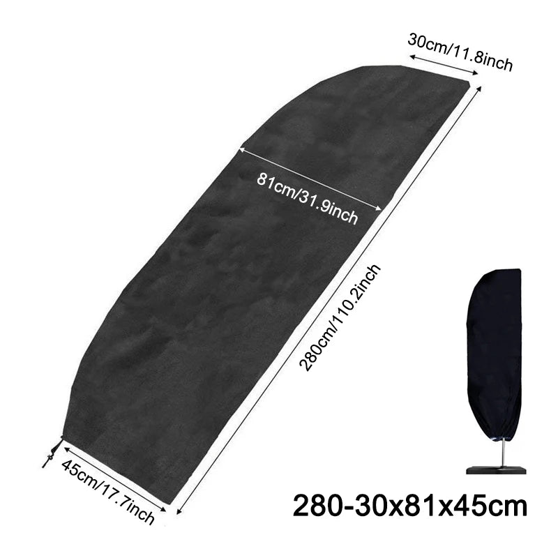 Housse de parasol droit ou déporté Oxford 210D noire, 17 tailles de 140 à 280 cm