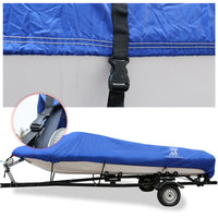 Housse bateau coque en V imperméable polyester Oxford 300D bleue, 530 x 290 cm