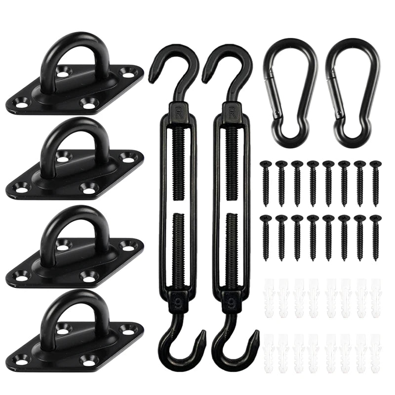 Kit de fixation voile d'ombrage noir en acier inoxydable 304, 40 pièces