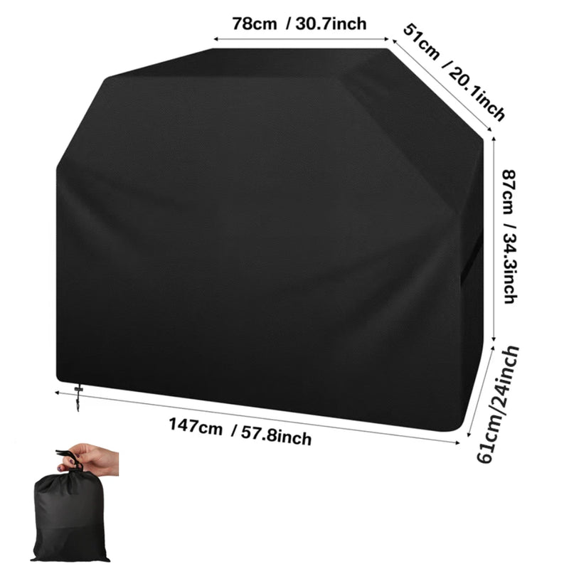 Housse barbecue Oxford 210D imperméable noir, sable ou gris, sangle réglable, 6 modèles