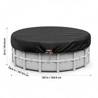 Bâche piscine ronde hors sol noire imperméable anti-UV à cordon de serrage, diamètre 190 à 580 cm