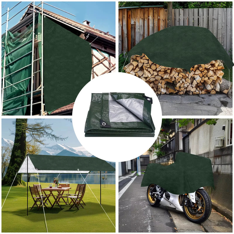 Bâche étanche anti-UV avec œillets, bleue ou verte, sandows à boule en option, de 2 x 3 à 4 x 5 m