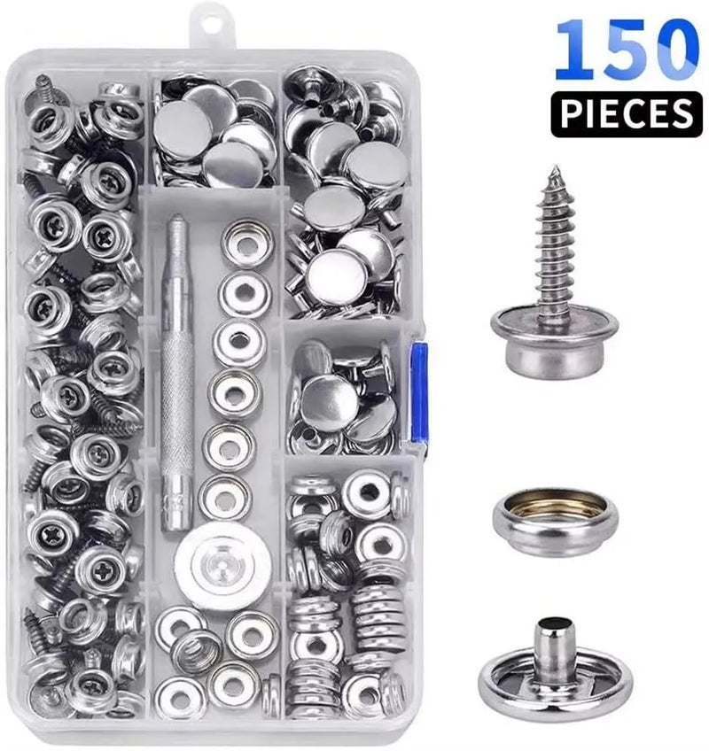 Kit boutons-pression inox pour toile de bateau, bâche et tente, 30 à 270 pièces avec outils