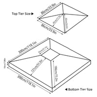 Toit de remplacement pour tonnelle 3 x 3 m, polyester 300D à double toit, vert ou beige