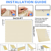 Bâche pour pergola imperméable avec œillets et cordes, 2 x 2 à 4 x 5 m