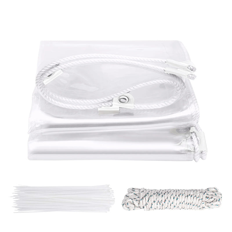 Bâche transparente PVC 420 g/m² à œillets inox et corde cousue, 8 tailles
