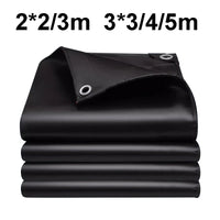 Bâche noire imperméable anti-UV avec œillets, 5 tailles de 2x2 à 3x5 m
