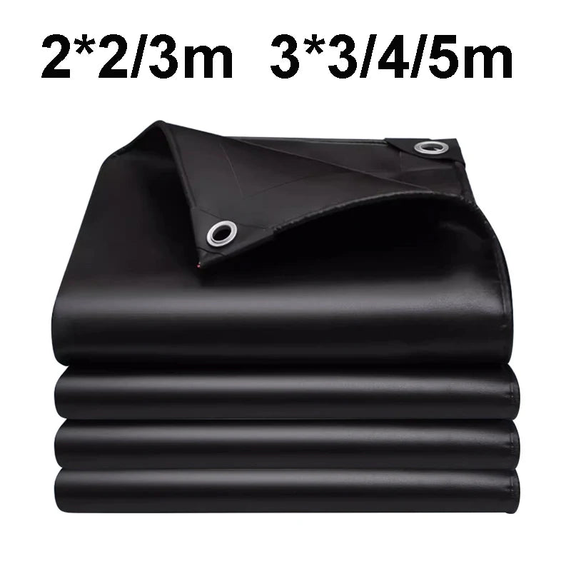 Bâche noire imperméable anti-UV avec œillets, 5 tailles de 2x2 à 3x5 m