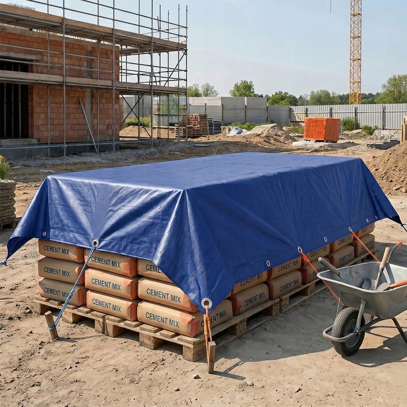 Bâche étanche bleue avec œillets métalliques en polyéthylène 60 g/m², 3 x 4 m