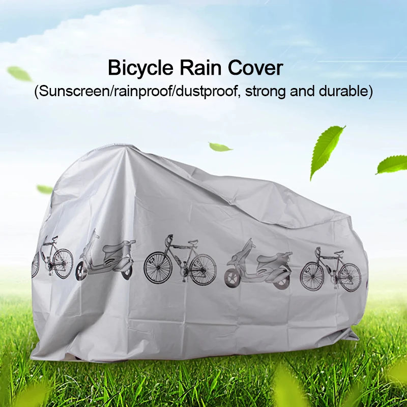 Housse de pluie pour vélo en PEVA avec bande auto-agrippante coupe-vent, anti-UV, grise ou noire
