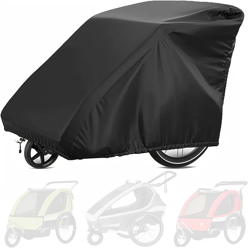 Housse de remorque de vélo imperméable en Oxford 420D noire, 140 x 84 x 100 cm