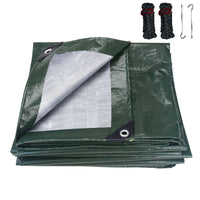 Bâche imperméable multi-usage avec œillets, polyéthylène 8 mil, verte ou bleue, de 2x3 à 4x5 m