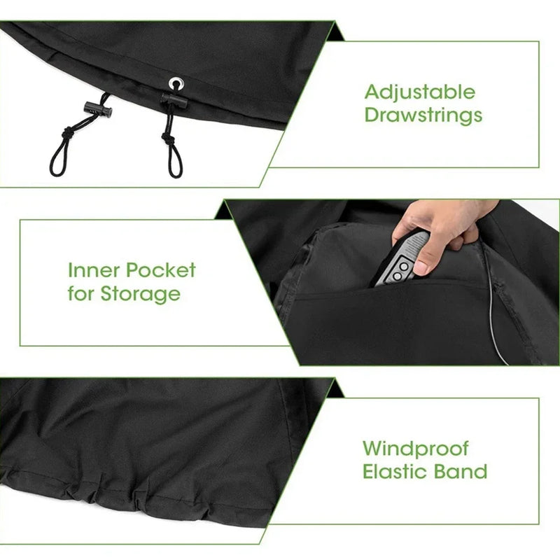 Housse de barbecue en polyester imperméable avec sangles réglables et poche de rangement, 61 x 48 x 33 cm
