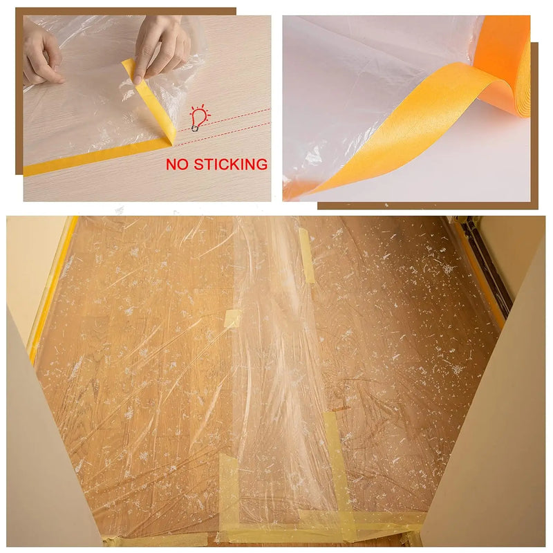 Bâche de protection peinture pré-adhésive, film de masquage 20 m en 55, 110 ou 150 cm