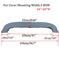 Housse de rangement de bimini grise 600D, 3 arceaux, avec fermeture éclair