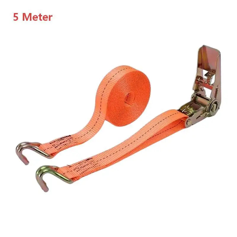 Sangle d'arrimage à cliquet orange en polyester avec crochet métallique, longueur de 1 à 6 m