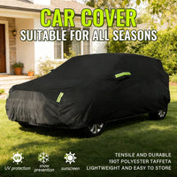Housse voiture extérieur SUV noire 190T imperméable, bandes réfléchissantes, 4 tailles