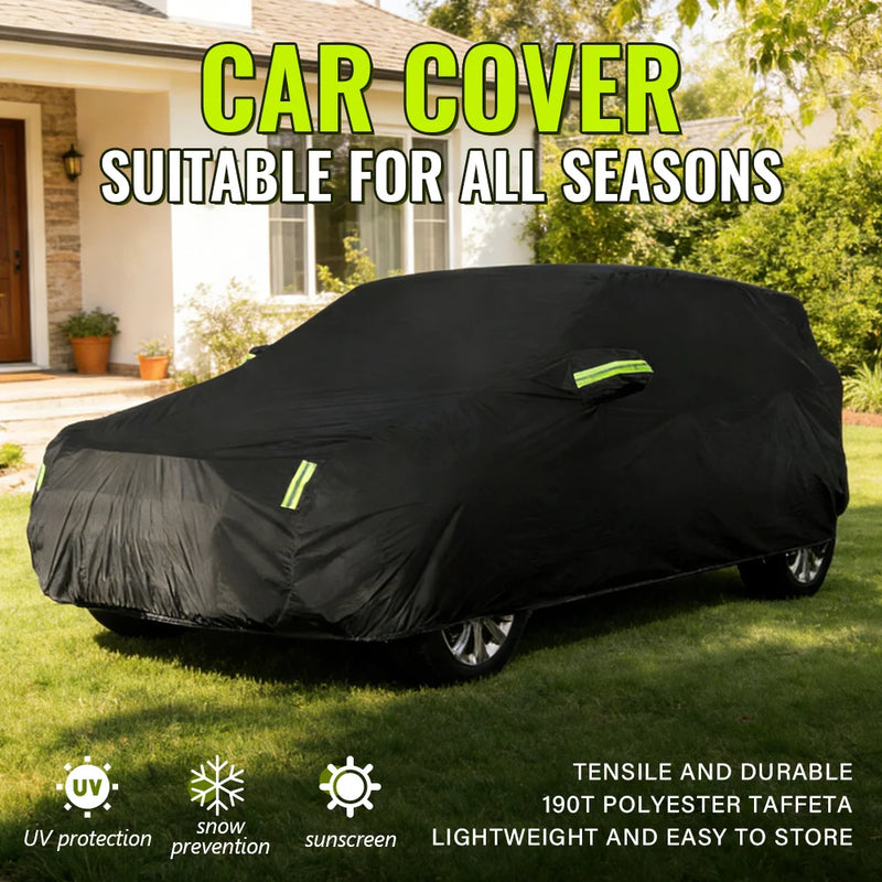 Housse voiture extérieur SUV noire 190T imperméable, bandes réfléchissantes, 4 tailles