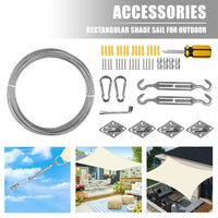 Kit de fixation voile d'ombrage avec câble métallique 15 m, tendeurs et œillets inox