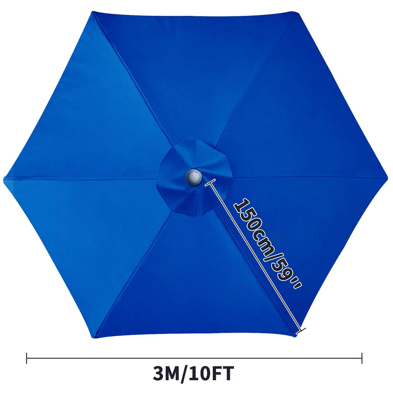 Toile de remplacement parasol 6 ou 8 baleines, imperméable anti-UV, Ø 2 à 3 m