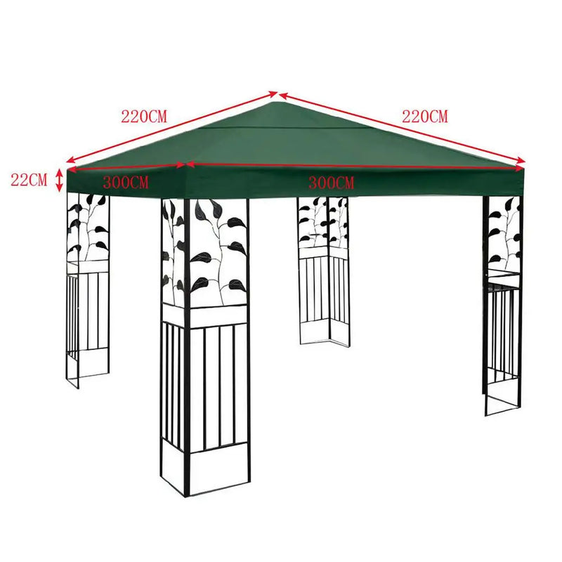 Toile de remplacement pour tonnelle 3 x 3 m double toit, polyester 300D 160 g/m²
